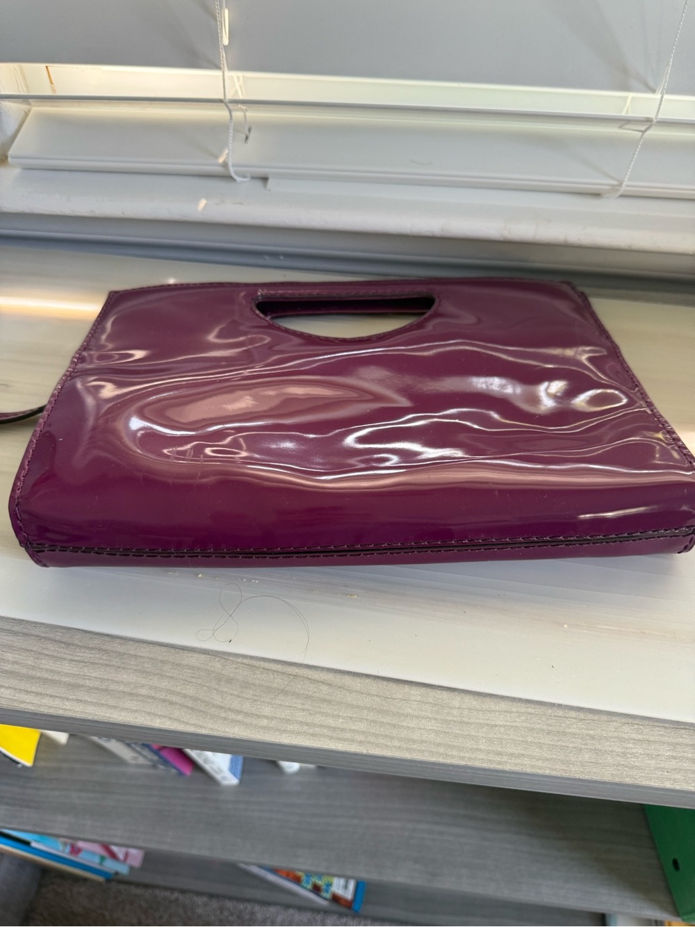 Gianni Bini Patent Plum Cutout Handle Clutch - Picture 3 of 6